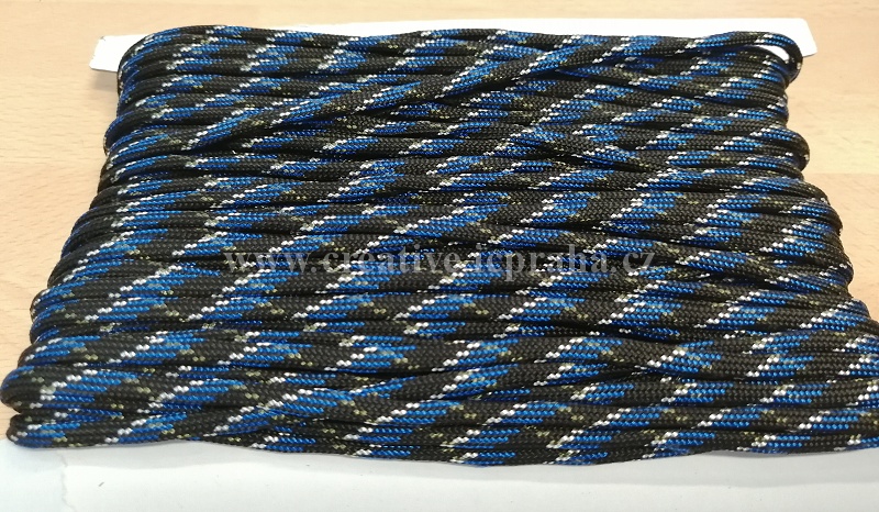 paracord 4mm modrá+černá+bílá